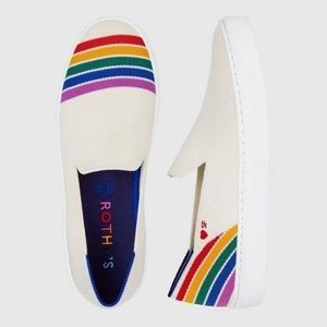 Rothy’s Limited Edition White SF Pride Rainbow Slip-On Sneaker Size 8